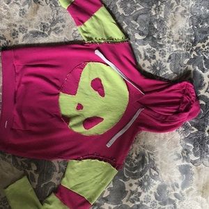 Pink and green hand made alternative scull hoodie